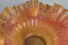 Load image into Gallery viewer, Antique Silver Brides Basket with Peach Pink Ribbed Glass Bowl