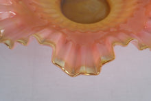 Load image into Gallery viewer, Antique Silver Brides Basket with Peach Pink Ribbed Glass Bowl