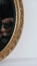Load image into Gallery viewer, Carolina Mirror Company Round Ornate Wall Mirror – Gold Scroll Resin Frame – 26" x 32.5"
