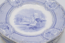 Load image into Gallery viewer, Antique J Holland Carrara Blue Transferware Plates Set 6 England 9 Inch