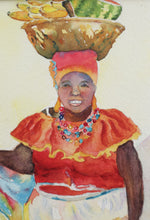 Load image into Gallery viewer, Carrying a Fruit Basket - Watercolor by B Varcisco