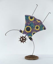 Load image into Gallery viewer, Whimsical Girl Doing Cartwheel Metal Sculpture Folk Art Sunflower 42 Inch