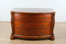 Load image into Gallery viewer, Traditional Solid Cherry Serpentine Front Dresser Chest with Carved Details