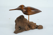 Load image into Gallery viewer, Hand Carved Wood Shorebird Sculpture Driftwood Base Signed EB
