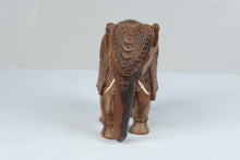 Load image into Gallery viewer, Hand Carved Wood Elephant Figurine Ornate Floral Saddle Indian Style 9 Inch