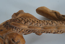 Load image into Gallery viewer, Hand-Carved Wooden Dragon Sculpture – Natural Root Carving Folk Art (13.5” Long)