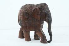 Load image into Gallery viewer, Hand-Carved Wooden Indian Elephant with Tusks – Intricate Detail & Tribal Design