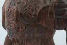 Load image into Gallery viewer, Hand-Carved Wooden Indian Elephant with Tusks – Intricate Detail & Tribal Design