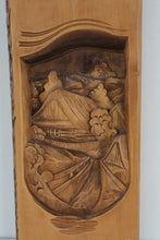 Load image into Gallery viewer, Hand-Carved Wooden Wall Art Panel – Rustic Mountain Cabin & Landscape Scene