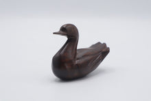 Load image into Gallery viewer, Hand Carved Dark Wood Swan Miniature Bird Sculpture Folk Art 3 5 Inch