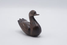 Load image into Gallery viewer, Hand Carved Dark Wood Swan Miniature Bird Sculpture Folk Art 3 5 Inch
