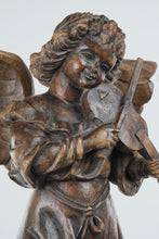Load image into Gallery viewer, Carved Wooden Angel Playing Violin - Paper Mache Form - Vintage