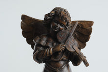 Load image into Gallery viewer, Carved Wooden Angel Playing Violin - Paper Mache Form - Vintage
