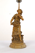 Load image into Gallery viewer, Carved Young Woman Holding Fruit Basket Lamp