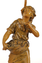 Load image into Gallery viewer, Carved Young Woman Holding Fruit Basket Lamp
