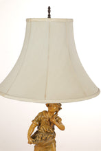Load image into Gallery viewer, Carved Young Woman Holding Fruit Basket Lamp