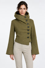 Load image into Gallery viewer, C Asch Gro Abrahamsson Olive Green Hooded Cropped Wool Jacket