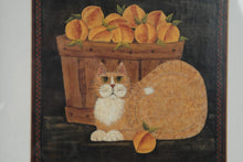 Load image into Gallery viewer, Loa Hilleke Orange Cat Peaches Framed Folk Art Print Country Kitchen Decor