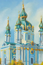Load image into Gallery viewer, Original Oil Painting St Andrews Church Kyiv Ukraine Signed Framed Canvas