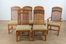 Load image into Gallery viewer, Parquet-Top Dining Table with Cane-Back Chairs and Extension Leaves