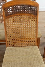 Load image into Gallery viewer, Parquet-Top Dining Table with Cane-Back Chairs and Extension Leaves