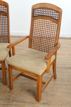 Load image into Gallery viewer, Parquet-Top Dining Table with Cane-Back Chairs and Extension Leaves