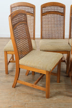 Load image into Gallery viewer, Parquet-Top Dining Table with Cane-Back Chairs and Extension Leaves