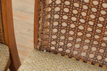 Load image into Gallery viewer, Parquet-Top Dining Table with Cane-Back Chairs and Extension Leaves