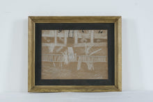 Load image into Gallery viewer, Vintage Original Charcoal Chalk Folk Art House Yard Drawing Framed 16 x 13