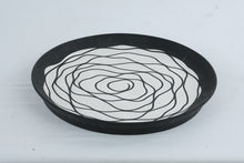 Load image into Gallery viewer, Charles Chrisco Studio Pottery Black White Raku Plate Crackle Glaze 14 Inch