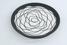 Load image into Gallery viewer, Charles Chrisco Studio Pottery Black White Raku Plate Crackle Glaze 14 Inch