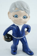 Load image into Gallery viewer, Vintage Hand Painted Ceramic Boy Figurine Charlie Bowling Ball Personalized