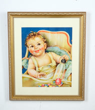 Load image into Gallery viewer, Vintage Charlotte Becker Baby Print – Framed 18.25" x 23.5" Nursery Art