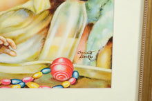 Load image into Gallery viewer, Vintage Charlotte Becker Baby Print – Framed 18.25" x 23.5" Nursery Art