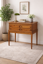 Load image into Gallery viewer, Antique Oak Slant Top Writing Desk Spool Desk with Leather Top and Four Drawers