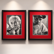 Load image into Gallery viewer, Philippe Halsman Portrait Prints Bertrand Russell and Old Bearded Man Framed Pair