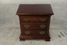 Load image into Gallery viewer, Traditional Cherry Finish Three-Drawer Nightstand with Brass Hardware