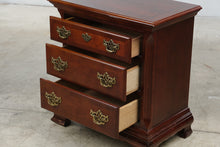 Load image into Gallery viewer, Traditional Cherry Finish Three-Drawer Nightstand with Brass Hardware