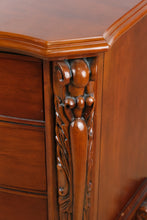 Load image into Gallery viewer, Traditional Carved Wood Nightstand with Serpentine Front and Scroll Feet