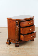 Load image into Gallery viewer, Traditional Carved Wood Nightstand with Serpentine Front and Scroll Feet