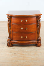 Load image into Gallery viewer, Traditional Carved Wood Nightstand with Serpentine Front and Scroll Feet