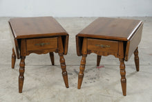 Load image into Gallery viewer, Pair of Solid Cherry Drop-Leaf End Tables with Drawers