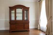 Load image into Gallery viewer, Cherry Wood China Cabinet with Glass Doors and Lighted Display Top