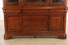 Load image into Gallery viewer, Cherry Wood China Cabinet with Glass Doors and Lighted Display Top