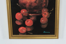 Load image into Gallery viewer, Framed Still Life Wall Art with Copper Pitcher & Cherries – Classic Decorative Artwork, Vertical Format