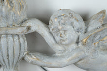 Load image into Gallery viewer, Antique-Style Cherub Mirror with Flame Urn & Garland – 19.5" x 33"
