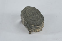 Load image into Gallery viewer, Ornate Silver Tone Jewelry Casket Trinket Box Cherub Relief Footed