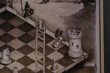 Load image into Gallery viewer, Vintage Baldwin Art Group Chess Surreal Print MC Escher Style Framed Wall Art 35x43