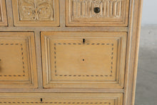 Load image into Gallery viewer, Vintage Oak Chest of Drawers with Carved Details and Inlaid Accents