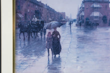 Load image into Gallery viewer, Vintage Childe Hassam Rainy City Street Framed Art Print Gold Frame